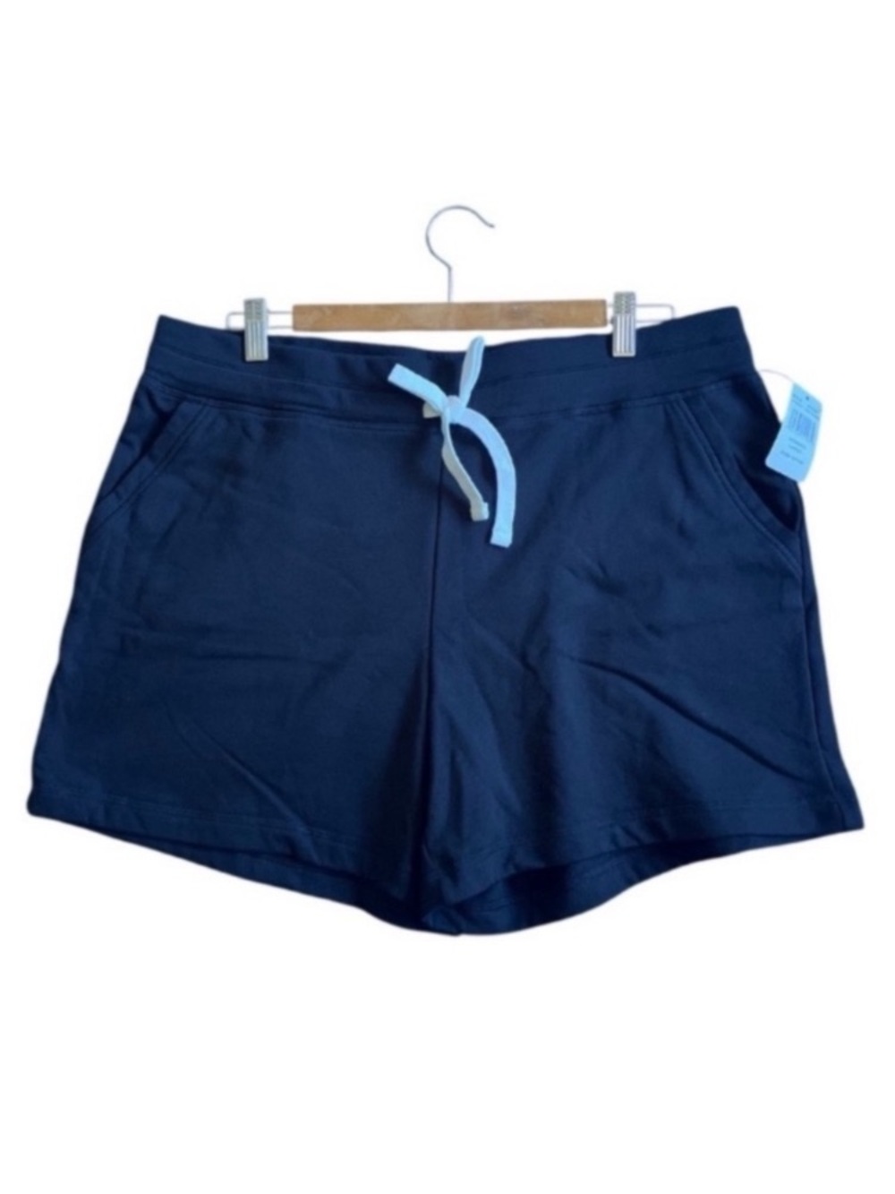 Women's Navy Drawstring Cotton Shorts
